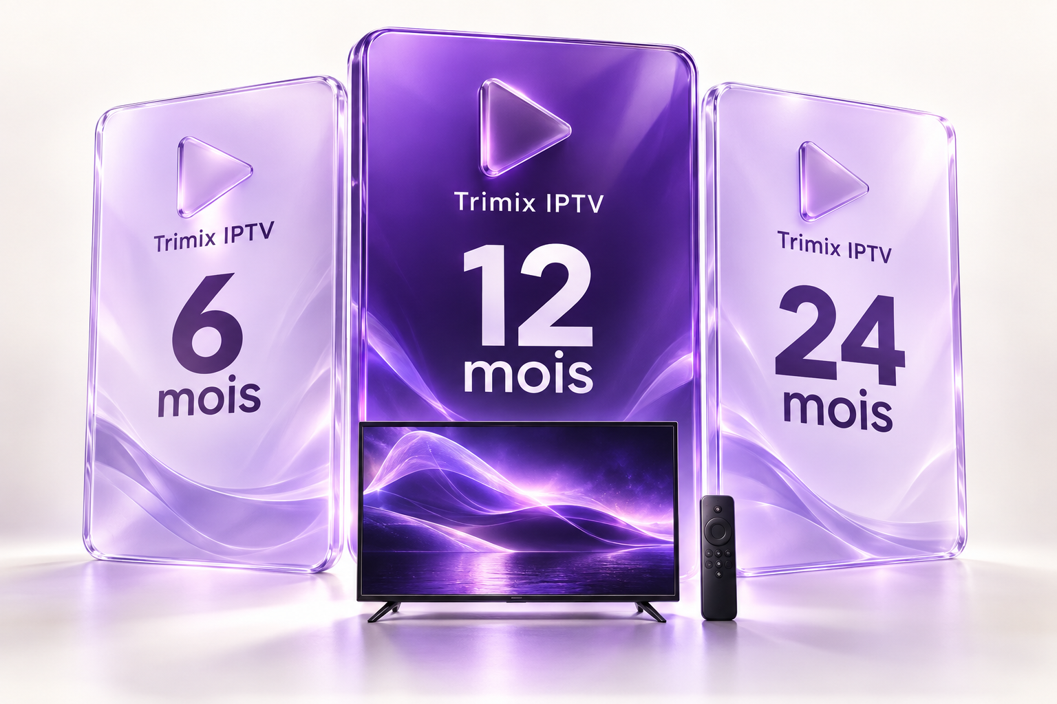 Cartes des abonnements Trimix IPTV de 6, 12 et 24 mois